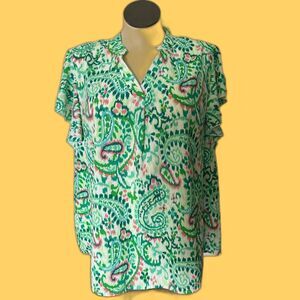 SHEIN Green Short Sleeve Ruffled Tunic